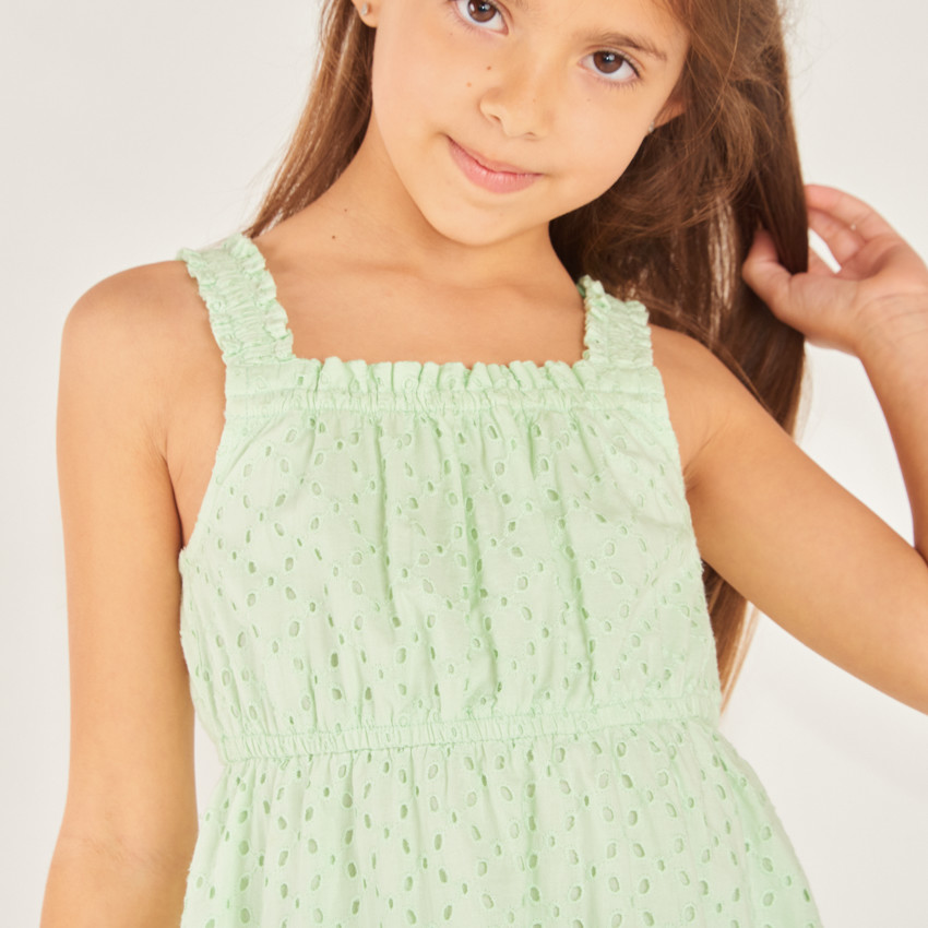 Ropa de tirantes de bordado inglés para niña 