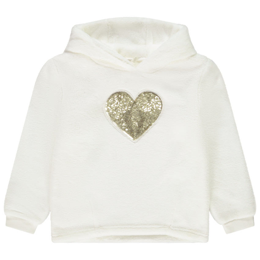 Sudadera polar con corazón de lentejuela para niña 