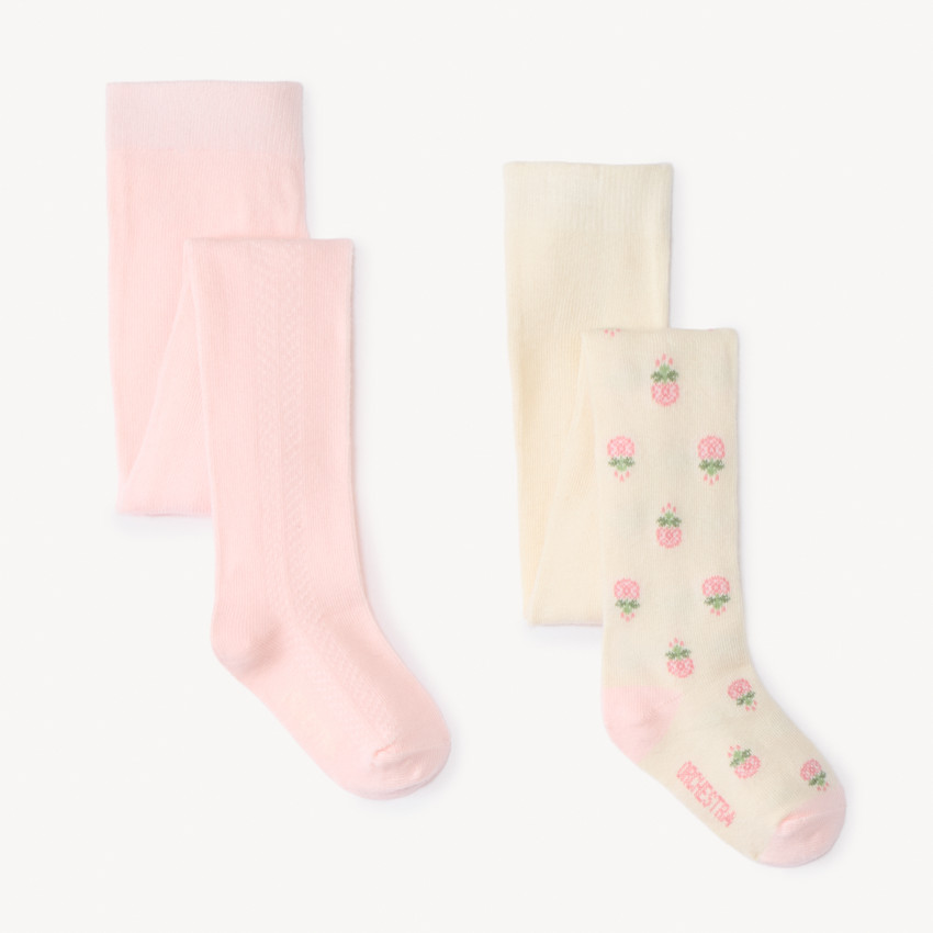 Lot de 2 paires de collants épais fantaisies pour bébé fille 