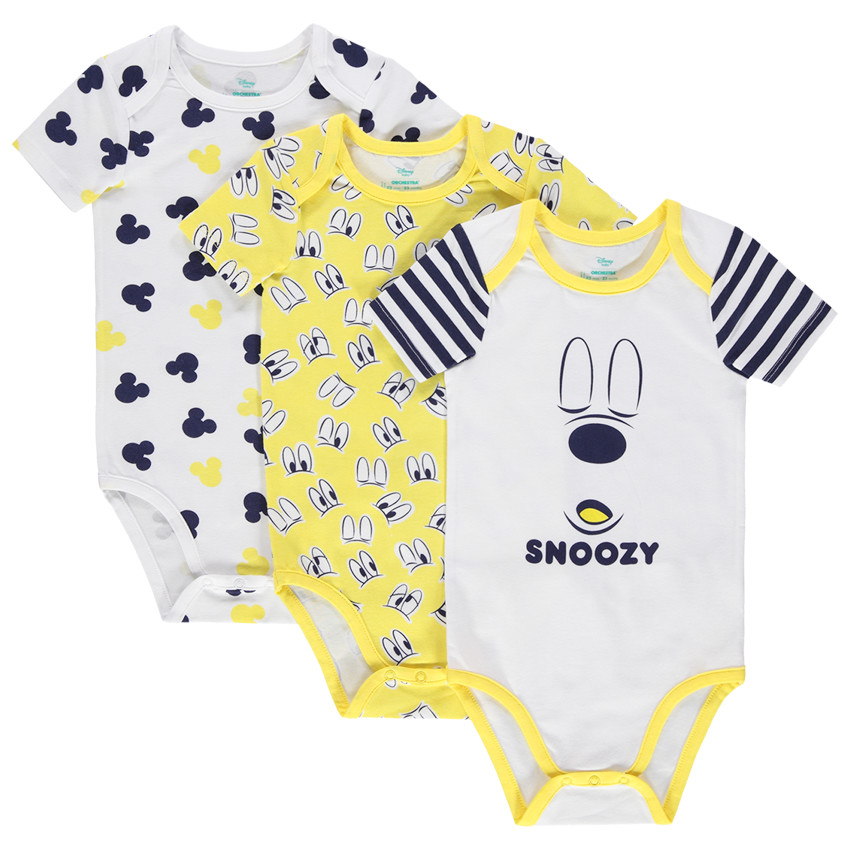 Pack de 3 bodies de manga corta con estampado de Mickey Disney  Additional Pack de 3 bodies de manga corta con estampado de Mickey Disney