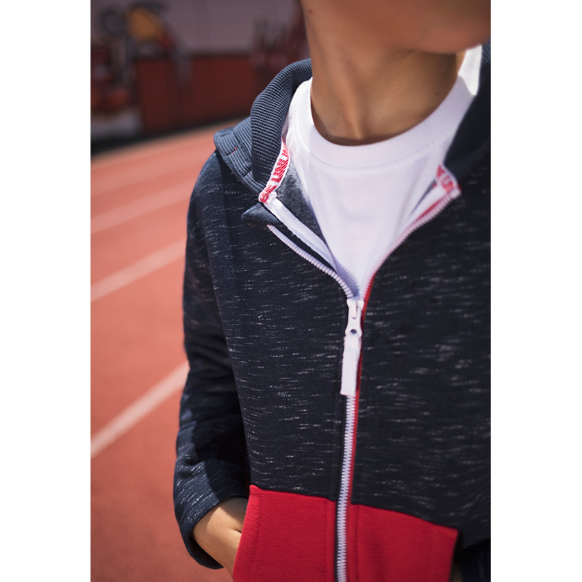 Júnior - Chaqueta de felpa bicolor con capucha y cordoncillo de fantasía 