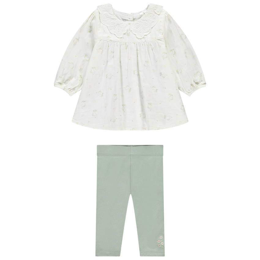 Conjunto de 2 piezas con blusa estampada de gatos para bebé niña 