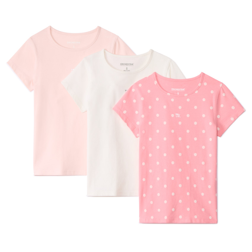 Pack de 3 camisetas interiores de manga corta para niña. 