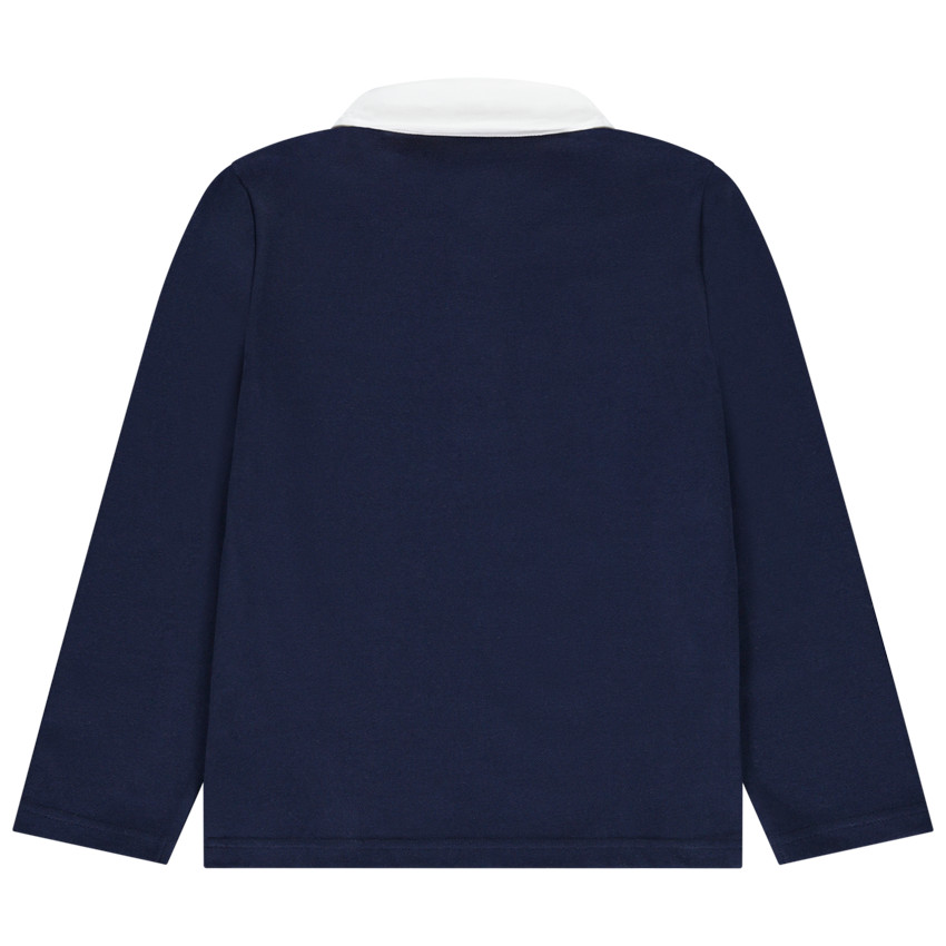 Polo de manga larga bicolor bordado para niño 