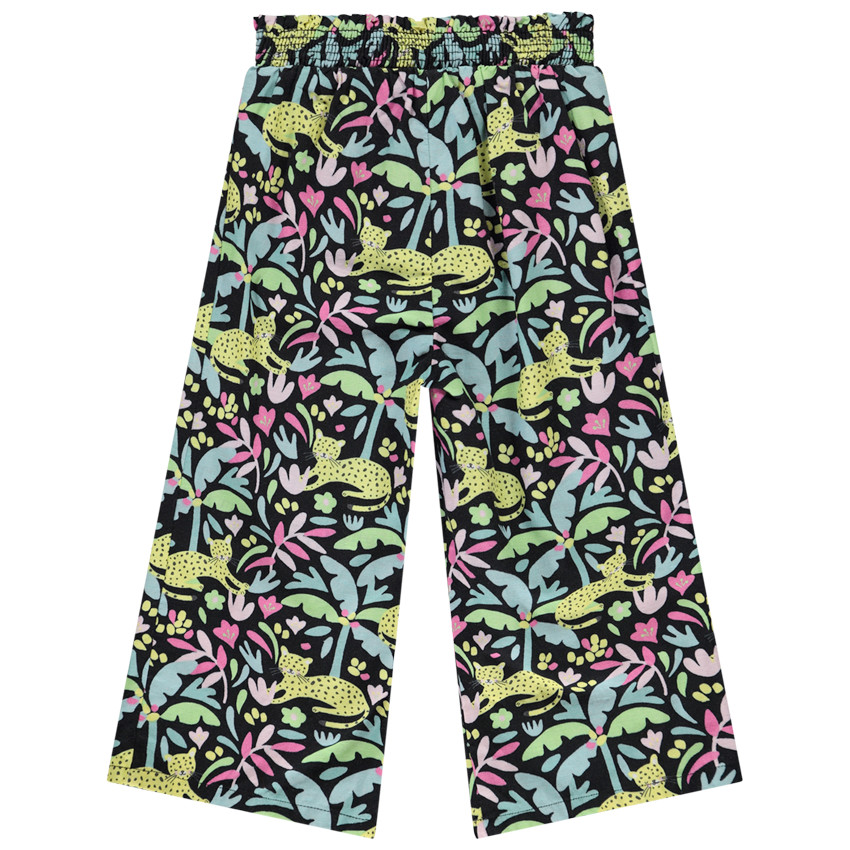 Pantalón amplio con frunce estampado jungla para niña 