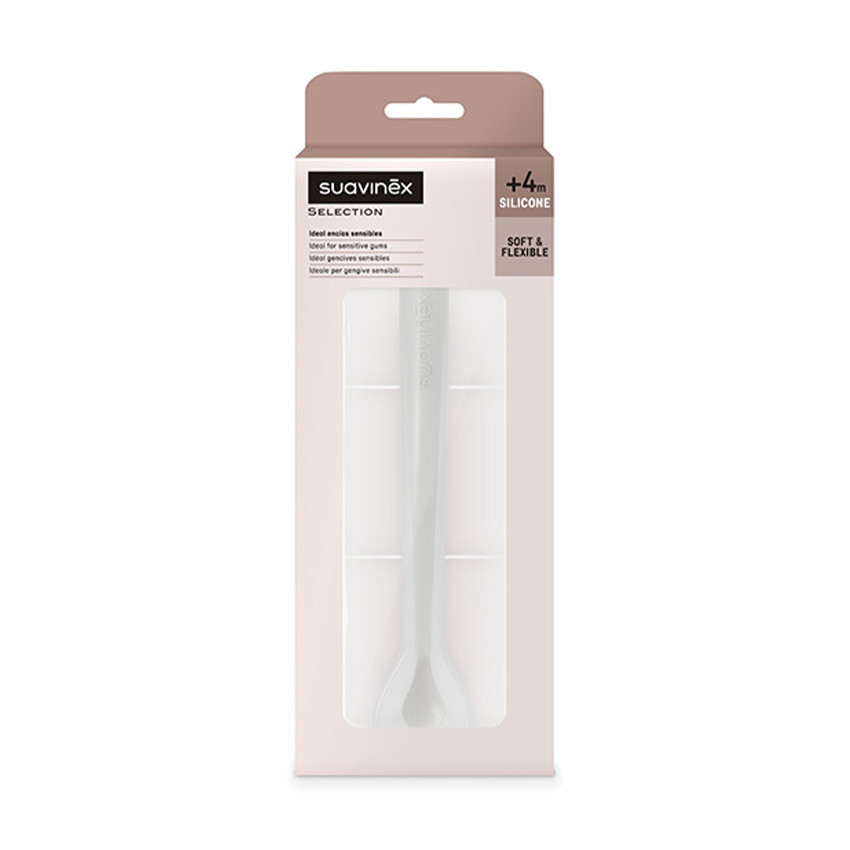 Cuillère souple 1er âge en silicone blanc 