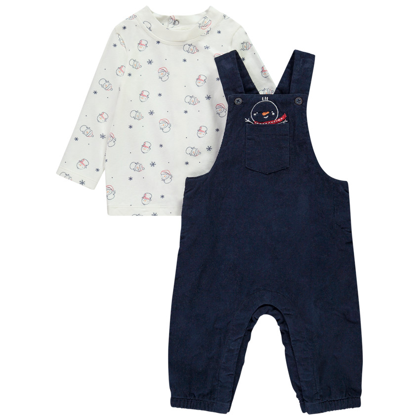 Conjunto de 2 piezas con motivo de muñecos de nieve para bebé niño. 