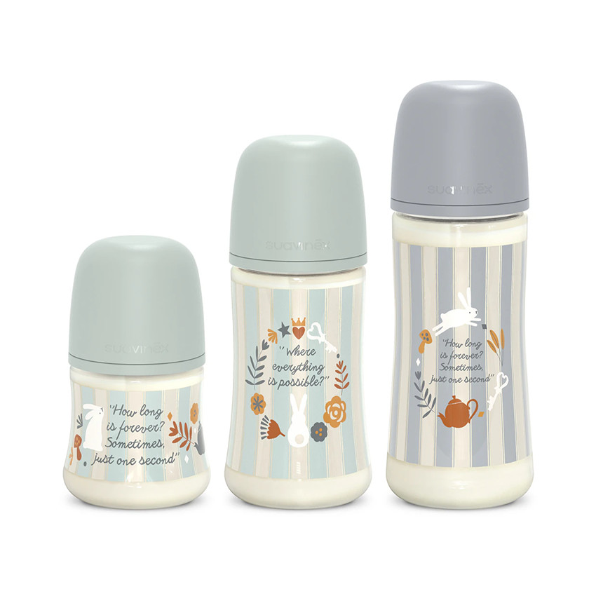 Biberón con tetina fisiológica SX PRO L 360ml Wonderland rayas azul 