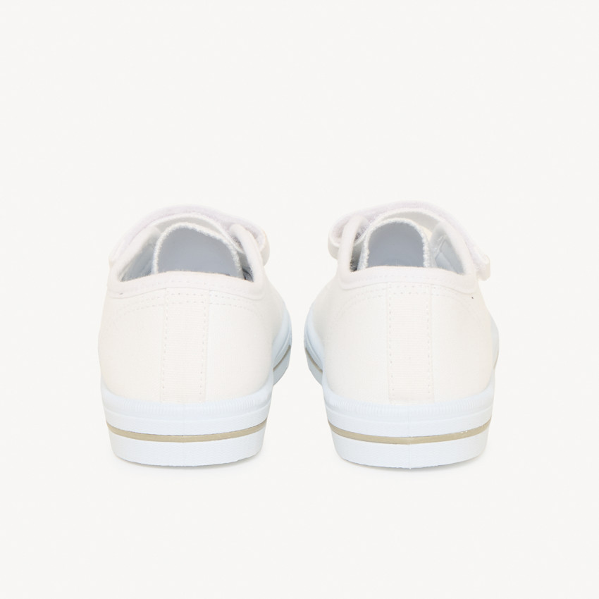 Zapatillas blancas de tela con velcro para bebé niño 