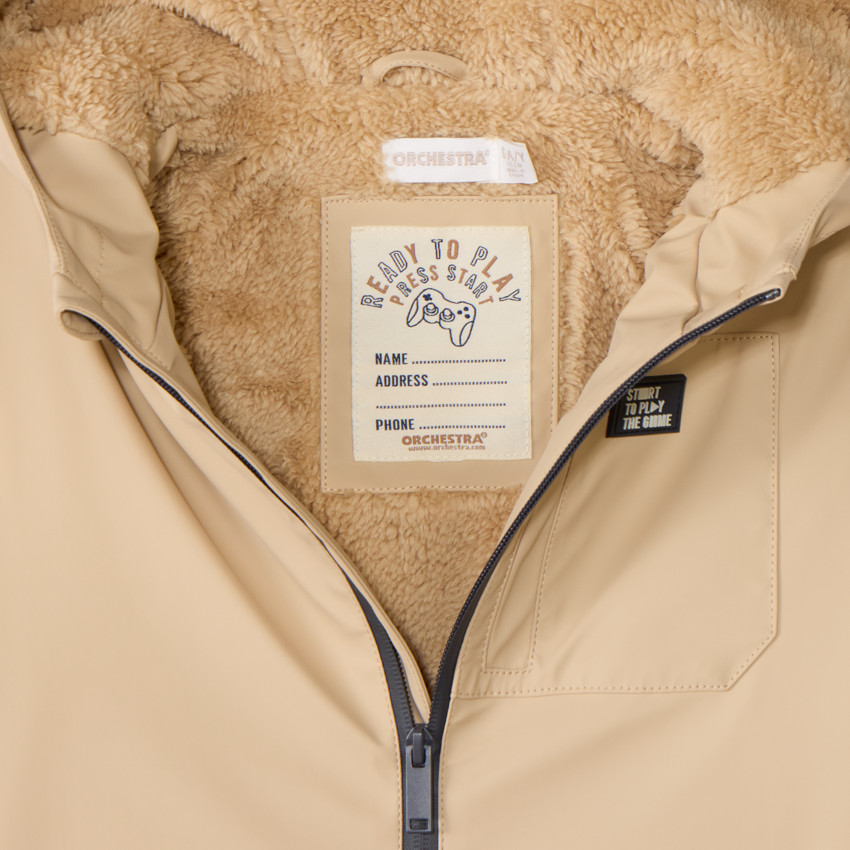 Parka de goma con forro de sherpa para niño 