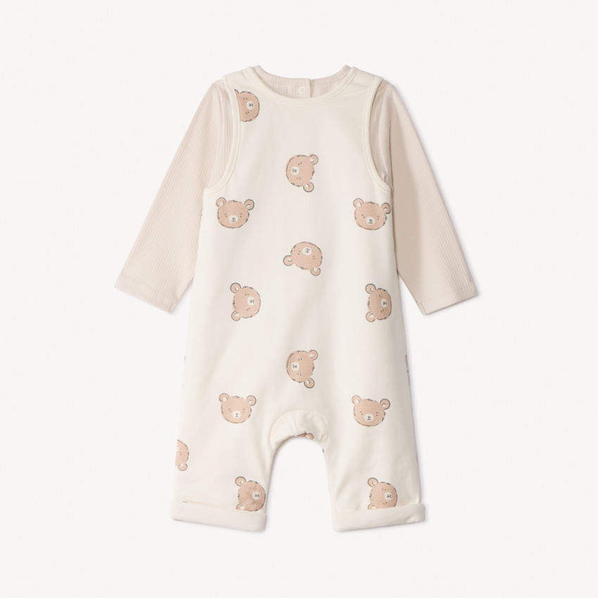 Conjunto de 2 piezas con peto estampado de ositos para bebé 