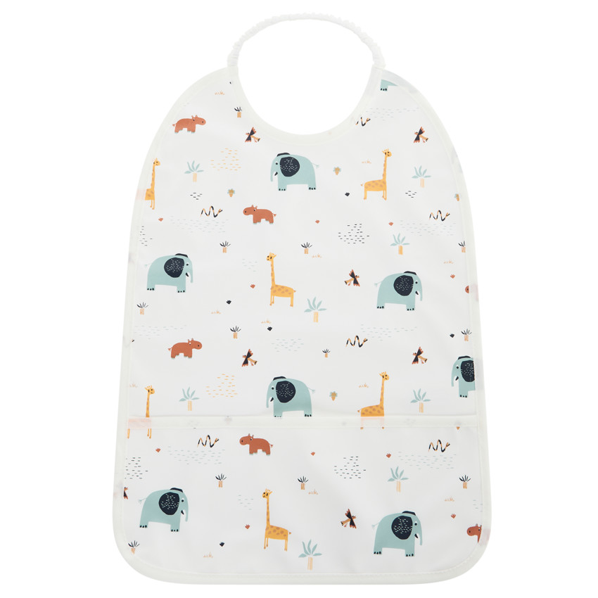 Babero impermeable con bolsillo y cuello elástico estampado savana  Additional Babero impermeable con bolsillo y cuello elástico estampado savana