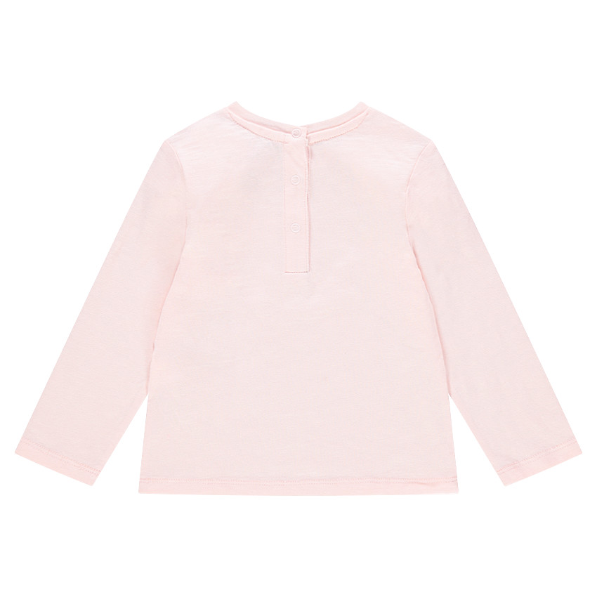 Camiseta de manga larga de punto con conejo estampado y flores de relieve 