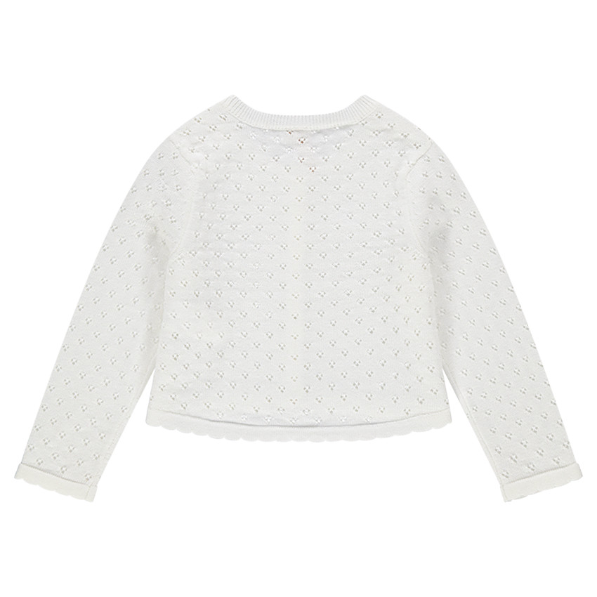 Chaqueta de punto calado con lazo cosido 