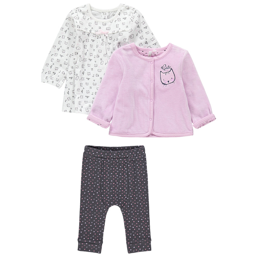 Conjunto de túnica de manga larga, chaqueta y calzón 