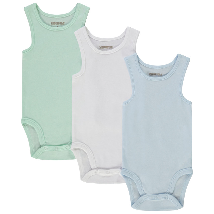 Pack de 3 bodies sin mangas lisos para bebé niño 