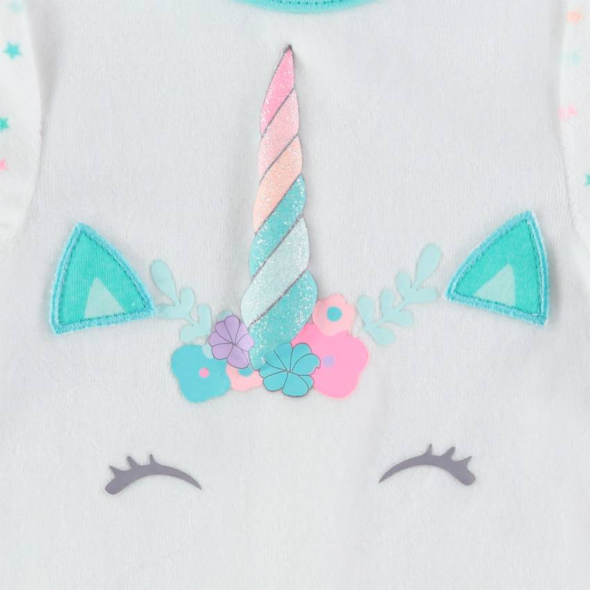 Pelele de terciopelo estampado unicornio 