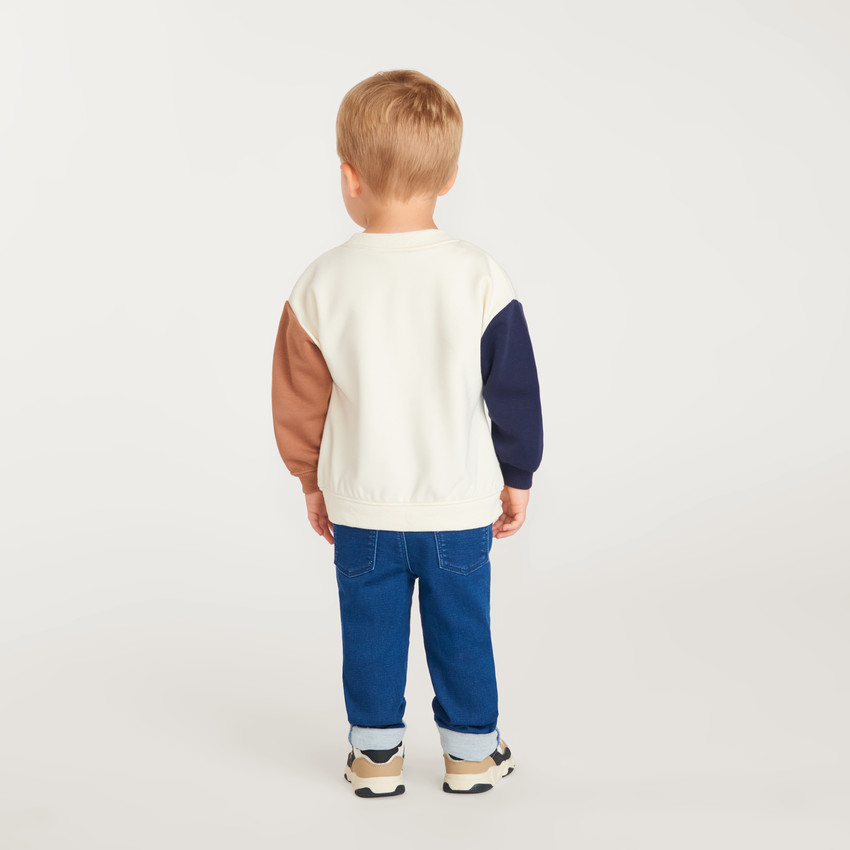 Sudadera oversize bicolor para bebé niño estilo campus 