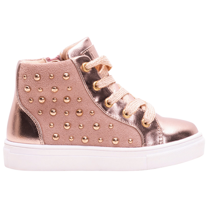 Botines texturizados con cordones y detalles de clavos para niña 