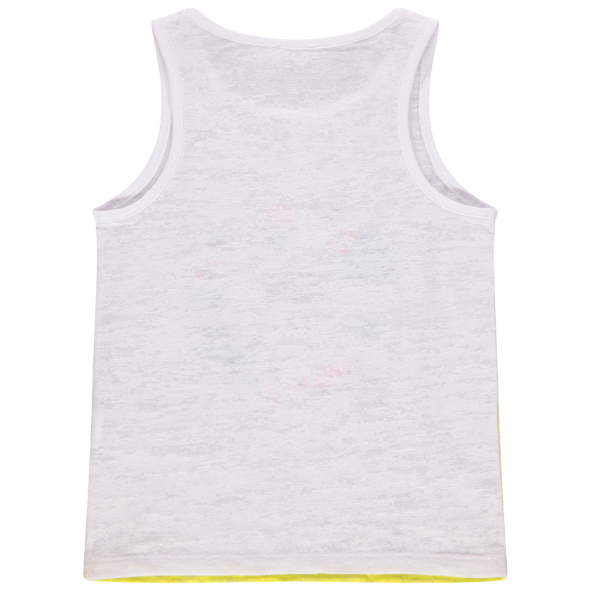 Camiseta sin mangas efecto decolorado tie and dye con corona de flores 