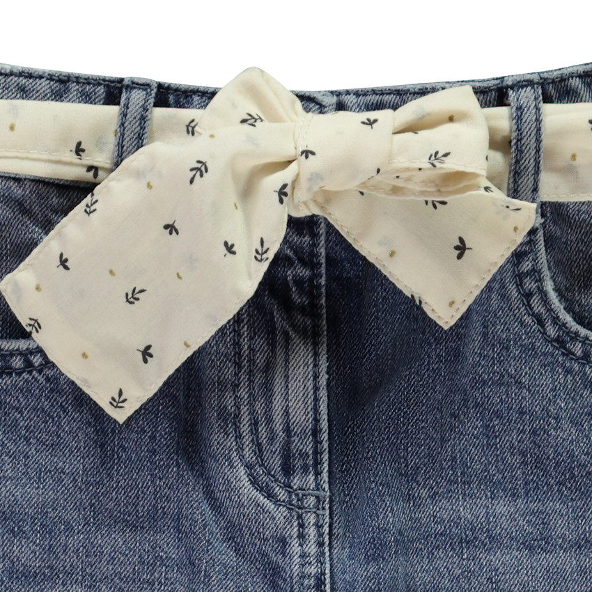 Jean en denim coupe mom fit avec ceinture foulard fantaisie pour fille Orchestra