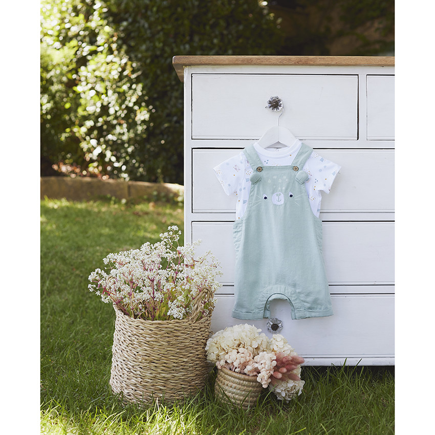 Ensemble 2 pièces avec salopette courte pour bébé garçon 