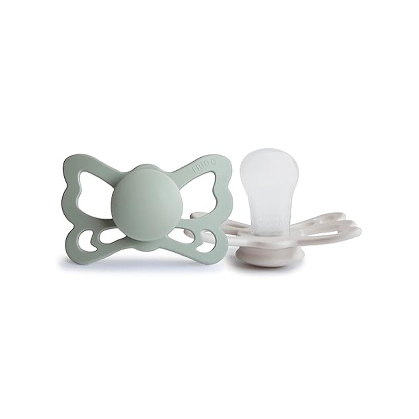 Pack de 2 chupetes de silicona 6-18M Butterfly verde salvia/ gris plata 