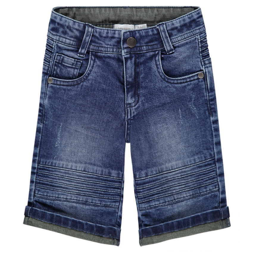 Bermudas vaqueras con efecto desgastado y arrugado con pespuntes  Additional Bermudas vaqueras con efecto desgastado y arrugado con pespuntes