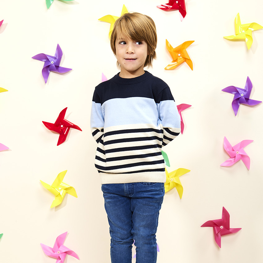 Jersey de punto a rayas fantasía para niño 