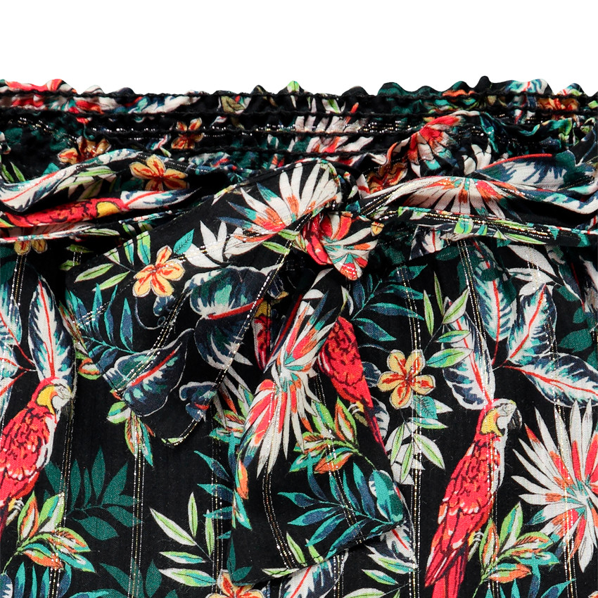 Pantalón pirata fluido print tropical 