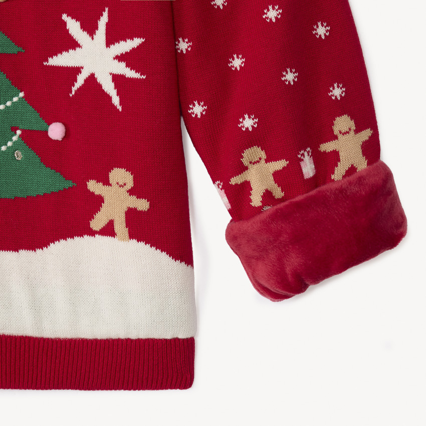 Jersey de Navidad de punto con forro de sherpa para niña 