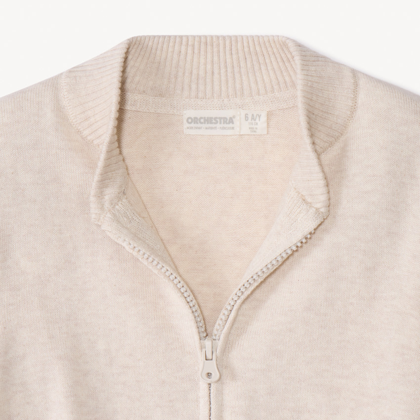 Chaleco con cremallera y cuello teddy de punto liso para niño 