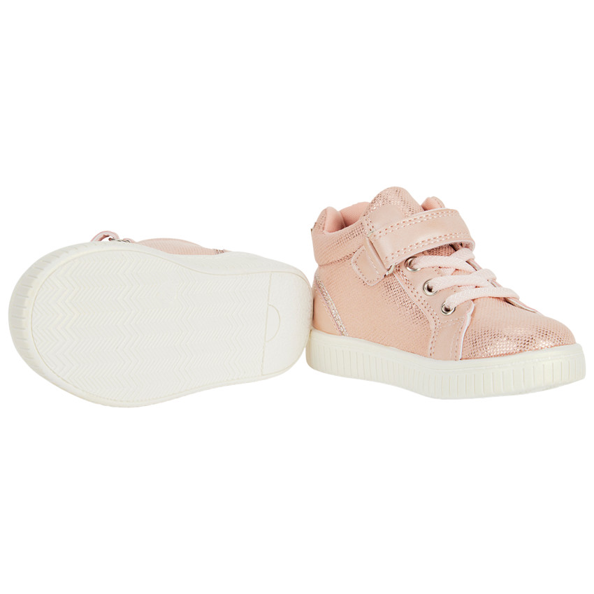 Botines iridiscentes de dos materiales para bebé niña 