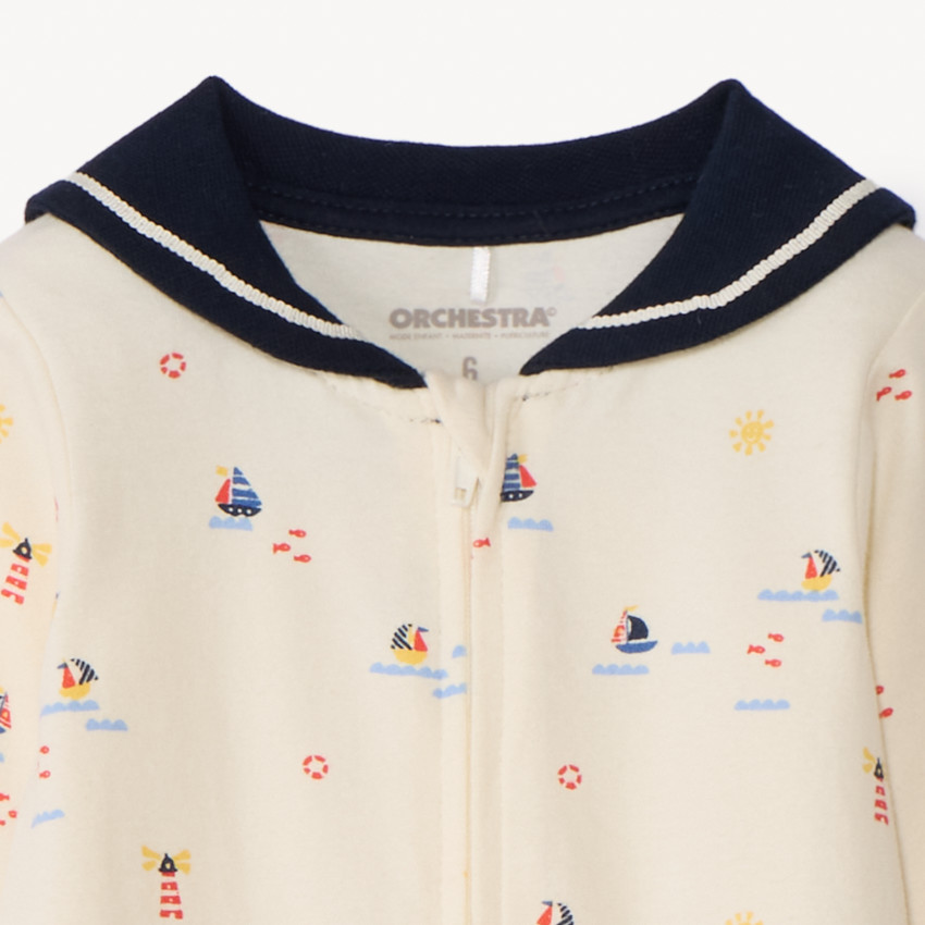 Pijama de collar marin estampado para bebé niño 