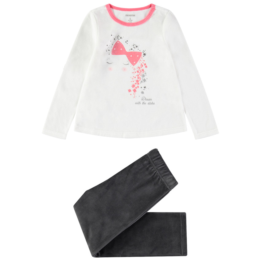 Pijama de terciopelo bicolor con princesa estampada 