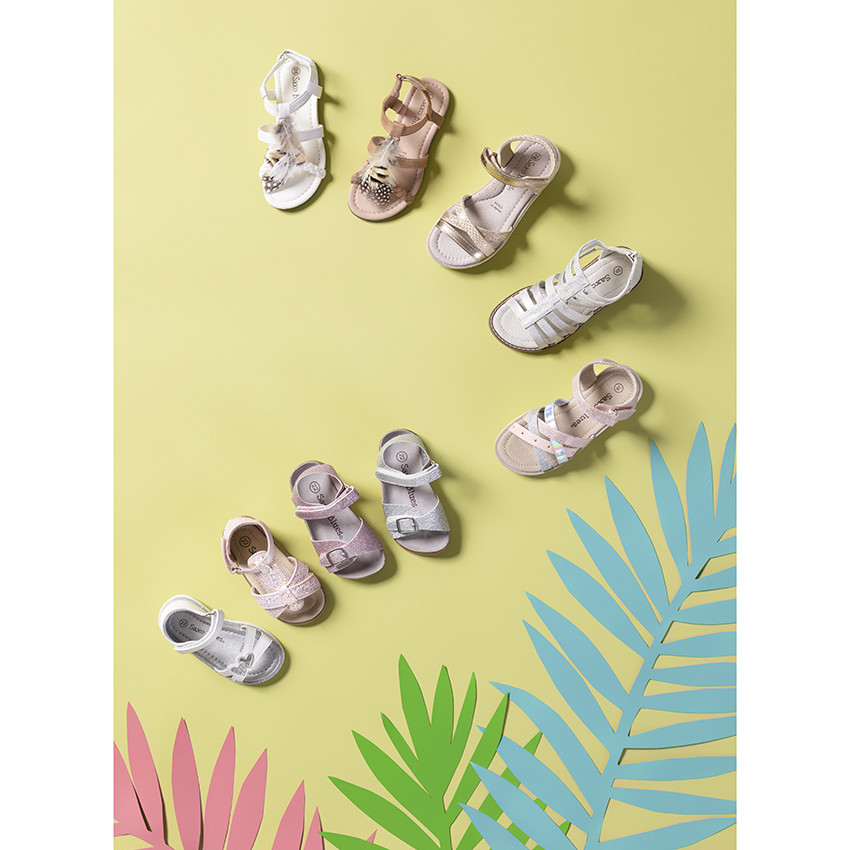 Sandalias brillantes con velcro para niña bebé 