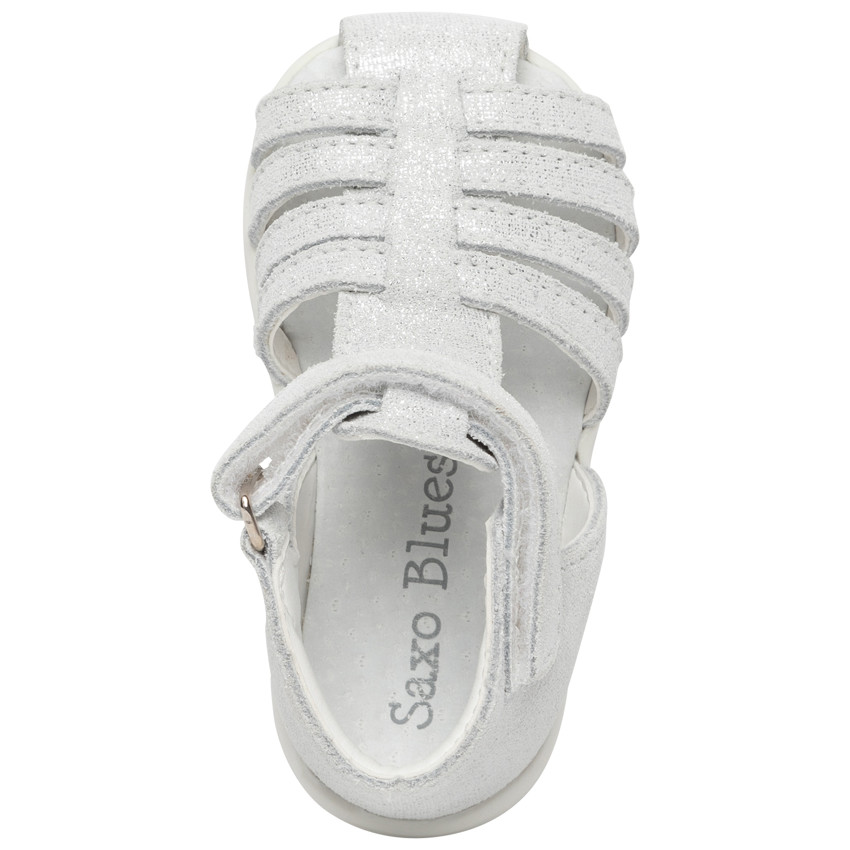 Sandalias de velcro con efecto plateado - Blancas 