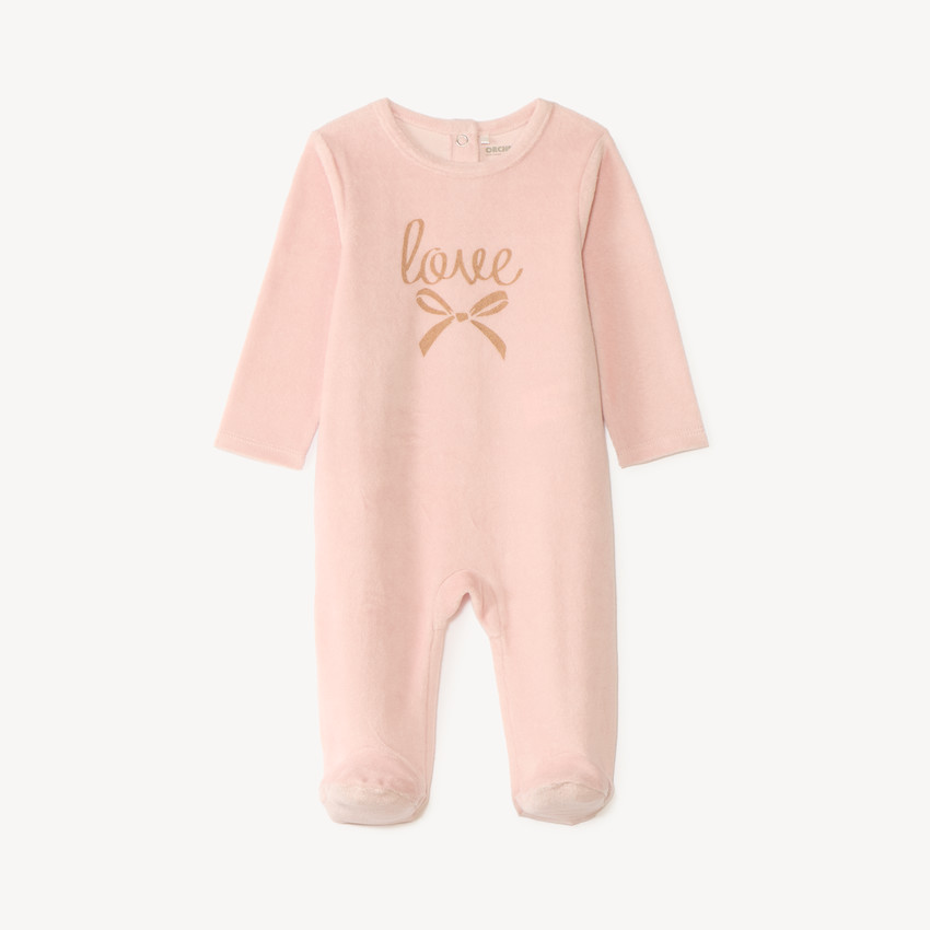 Pijama de niña en terciopelo con estampado lindo. 