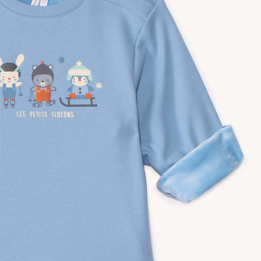 Conjunto de chándal de felpa con estampado de esquí para bebé niño 