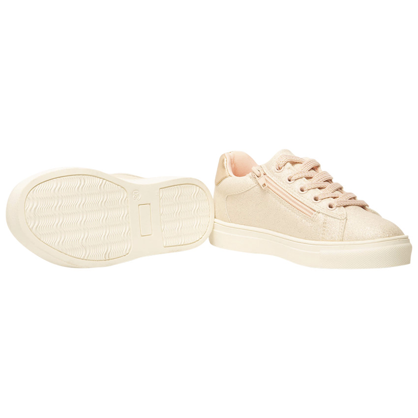 Zapatillas bajas rosas con cordones y cremallera para niña 