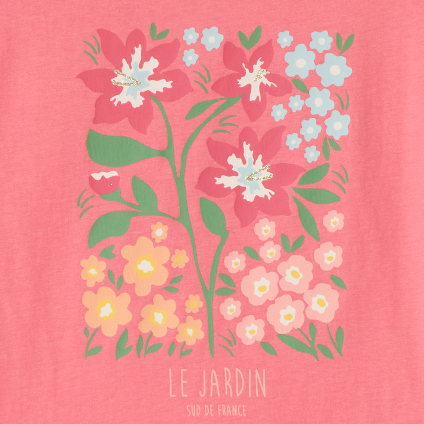 Camiseta de manga corta de corte oversize con estampado floral para niña 