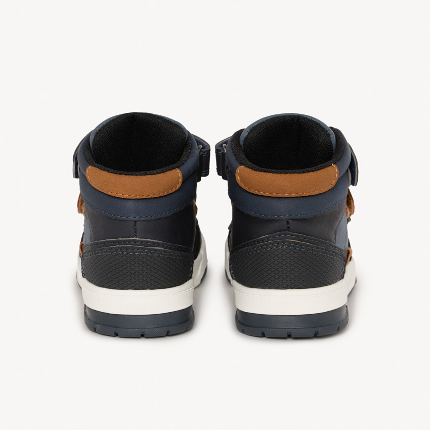 Bottillons marine et moutarde à triples velcros pour garçon  