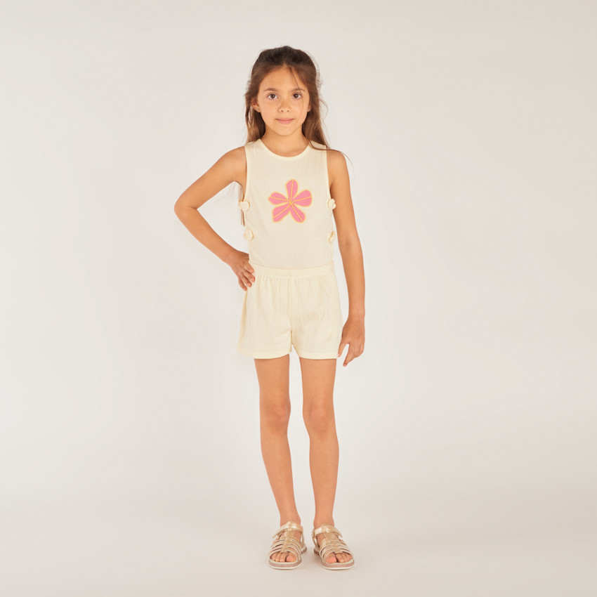 Mono de punto texturizado con estampado de flores para niña 