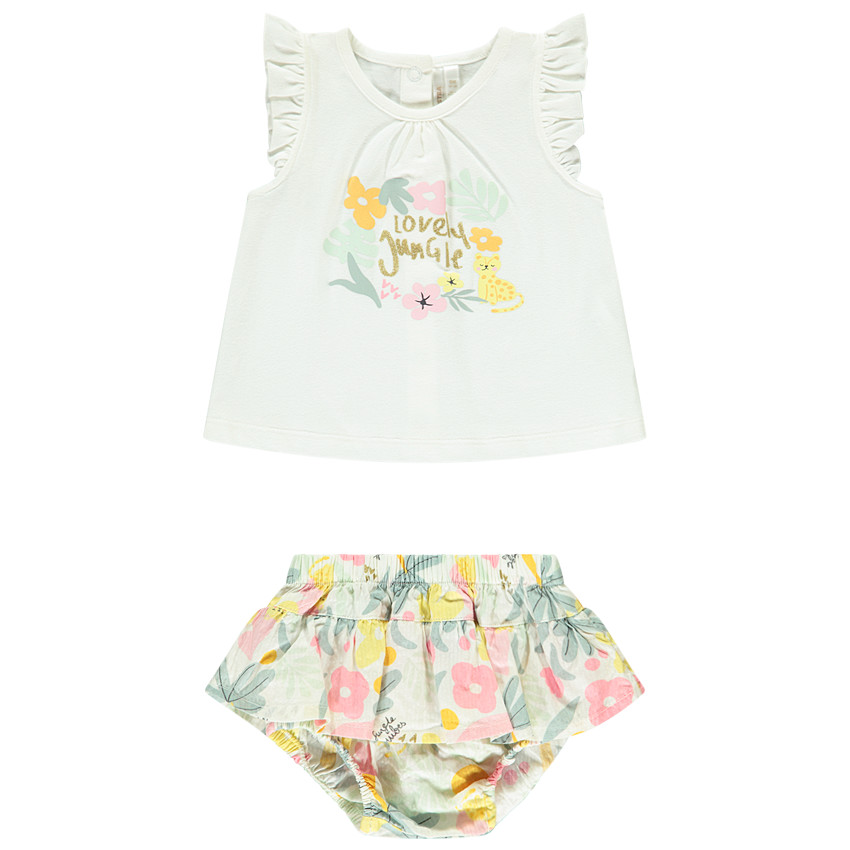 Conjunto de 2 piezas con bloomer efecto 2 en 1 para bebé niña 