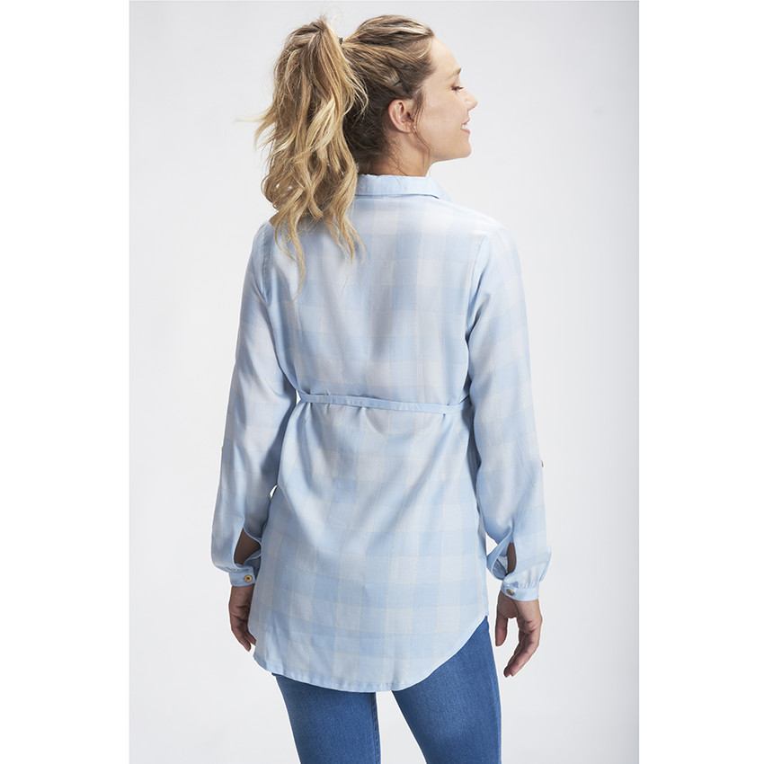 Camisas de manga larga con cuadros y ribetes brillantes 