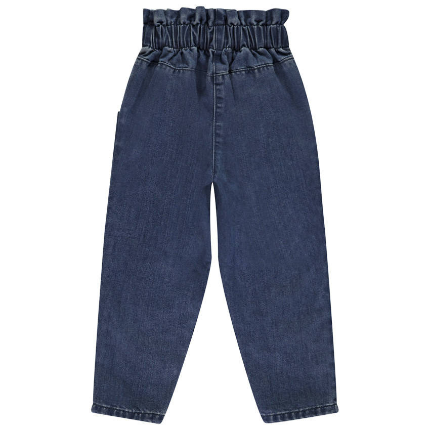 Pantalón paperbag de denim con cinturón para niña 
