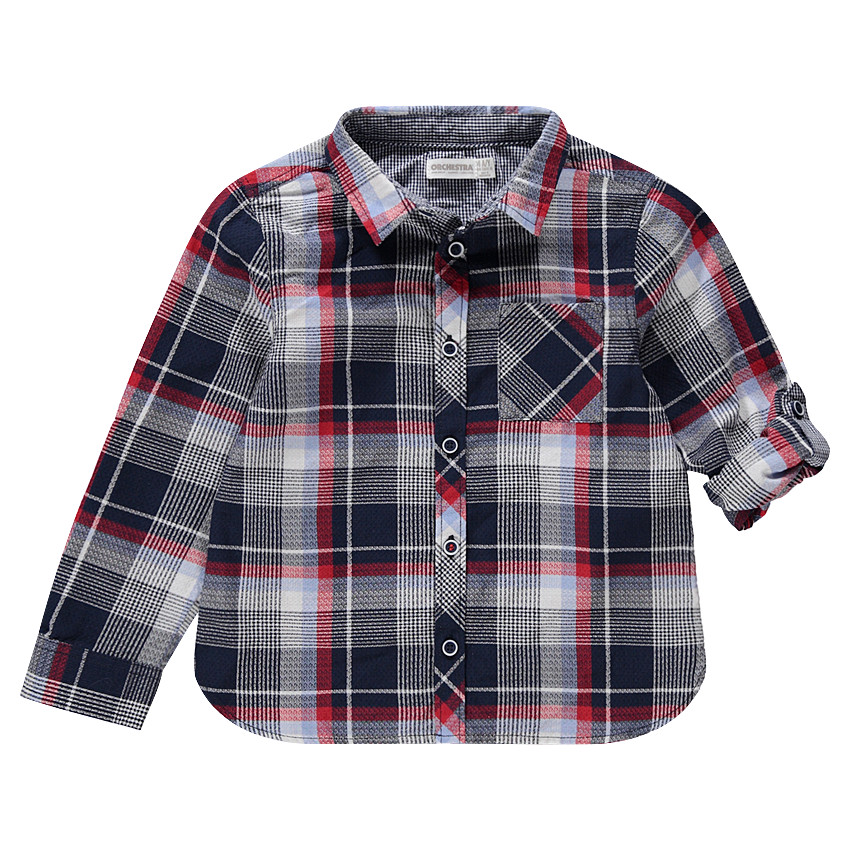 Camisa de manga larga de cuadros con bolsillo tipo parche  Additional Camisa de manga larga de cuadros con bolsillo tipo parche