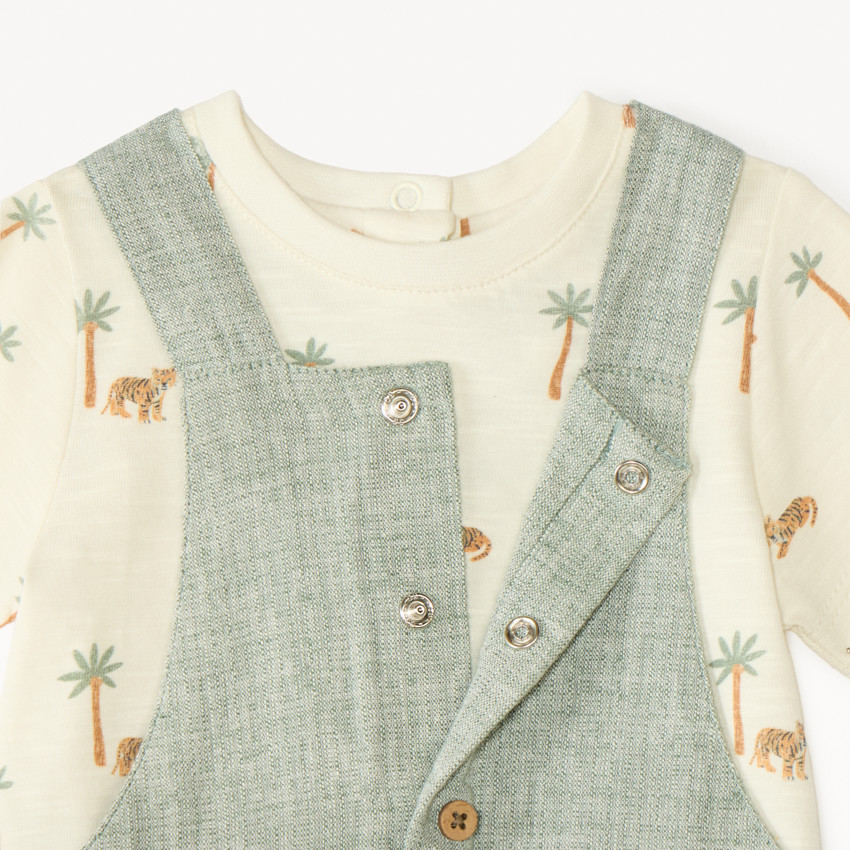 Conjunto corto de 2 piezas camiseta + peto para bebé niño 