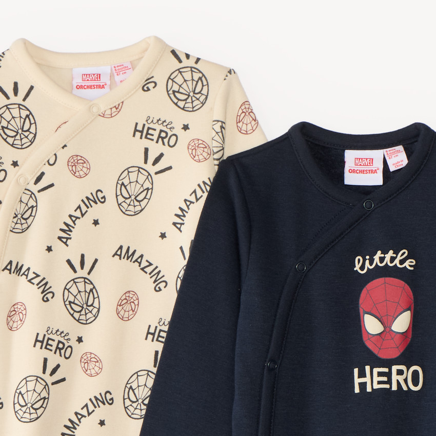 Lote de 2 pijamas para bebé niño en sherpa con estampado de Spider-Man Marvel (Acabados diferentes según la edad) 