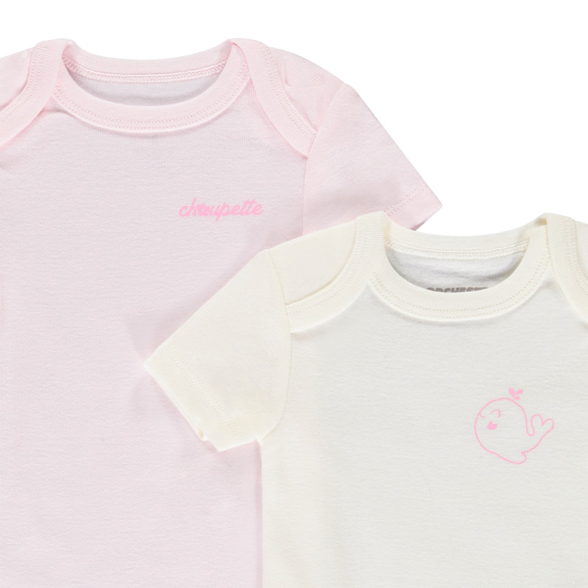 Lote de 5 Bodies de manga corta estampados para niña 